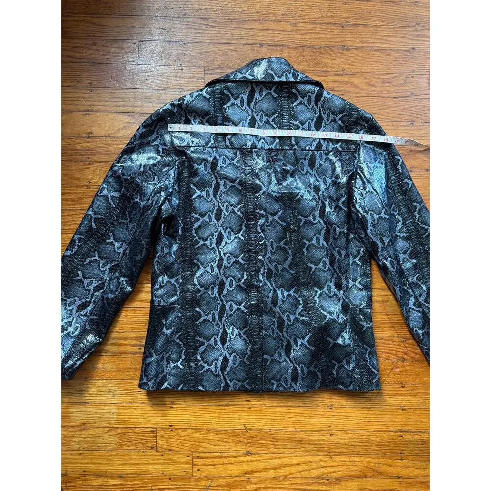 Men's Leather Snakeskin-look Blazer Jacket, Medium